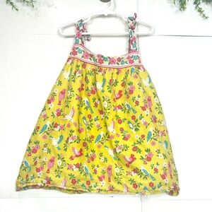 Boden Bright Yellow Floral Birds  Kids Tank Top
